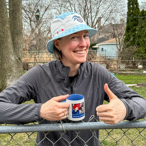 Fools Fest Sprints performance bucket hat - front view. Ultralight, moisture-wicking sun protection. Super comfortable fit, and quick-drying at ridebackwards.com