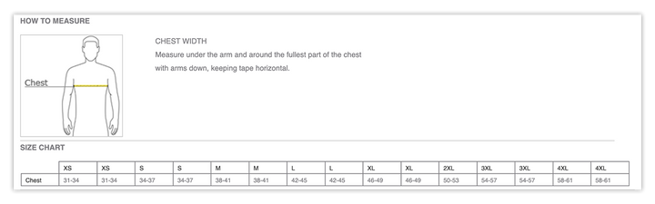 Scully de los Muertos - Size Chart & Product Specs