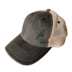 Arrow Vintage Trucker, stone black hat at ridebackwards.com