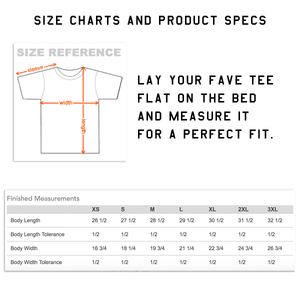 Erg Rats Tee - size chart
