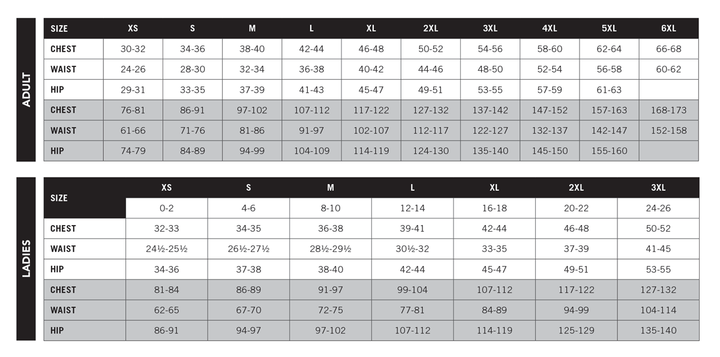 Vintage Joggers - Size Chart