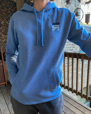 RB Mahalo brushed back fleece hoody with open bottom hem on model at ridebackwards.com