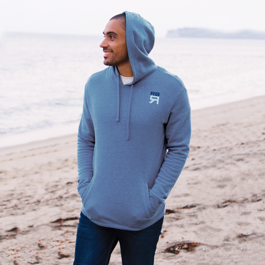 RB Mahalo brushed back fleece hoody with open bottom hem on model at ridebackwards.com