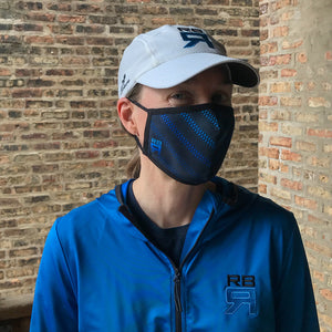 RBR Blade performance mask on model, lightweight and moisture wicking, quick drying, breathable, rowing face mask at ridebackwards.com
