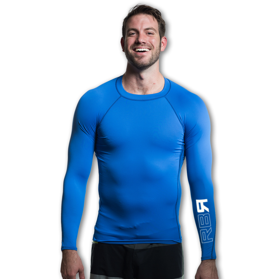 RBR 2Flex men's rash guard. UPF 50+ Wears cool, dries quick. Geared to perform and formulated for comfort at ridebackwards.com