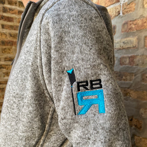 RB Sweet Fleece - embroidery detail - polyester sweater fleece with hood, pockets and open hem. ridebackwards.com