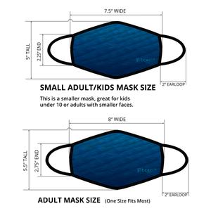 Dimensions for the Make Waves X lightweight, moisture-wicking performance face mask with internal pocket for additional PM2.5 filter, quick-drying, easy breathing at ridebackwards.com