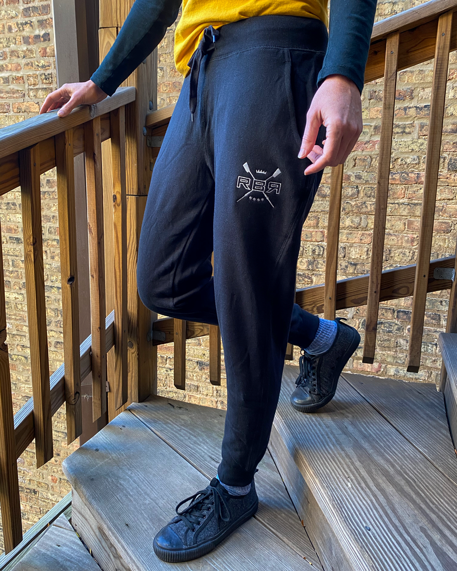 RB womesn's cut Vintage Joggers on model, 60-40 poly-cotton fleece, side slash and back pocket at ridebackwards.com